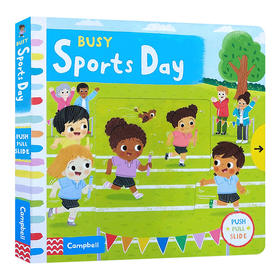 繁忙的运动会 英文原版 Busy Sports Day 纸板机关操作活动书 儿童英语启蒙科普亲子互动绘本 英文版进口原版书籍