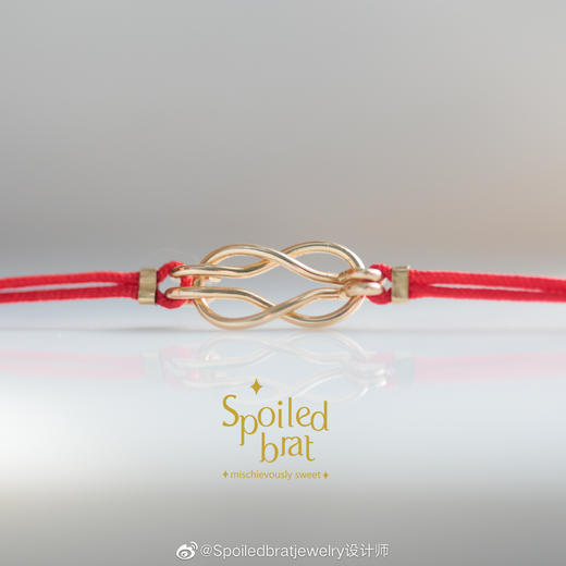 SpoiledBrat Jewelry 14k注金平结幸运红绳 商品图3