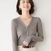 外套女V领宽松针织小开衫外搭薄款v领修身薄款毛衣简约短款上衣夏纯色针织衫 商品缩略图7
