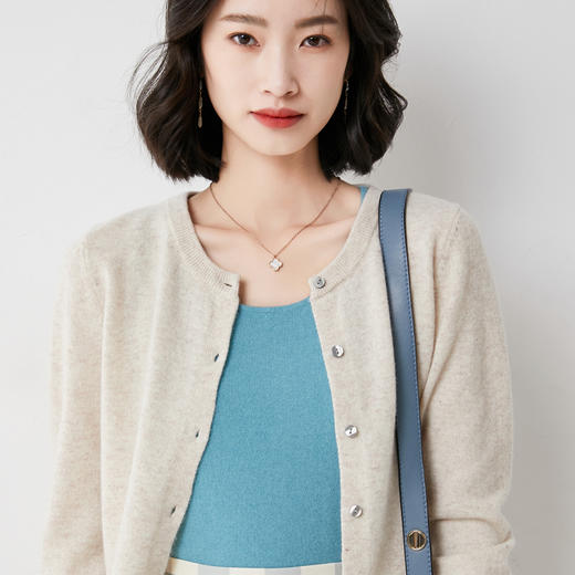 韩版打底圆领小开衫短款毛衣女外套长袖针织开衫上衣 商品图8