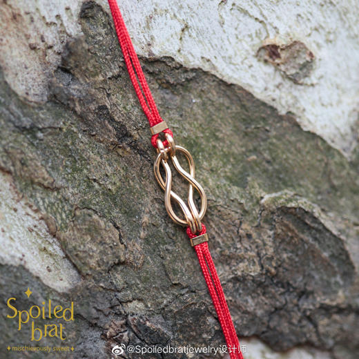 SpoiledBrat Jewelry 14k注金平结幸运红绳 商品图1