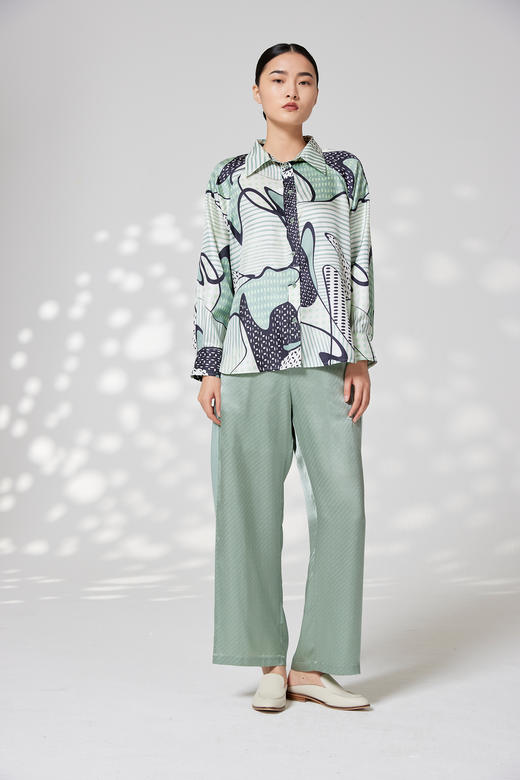 真丝插肩袖双面印花衬衫 SJS94W120W 商品图4