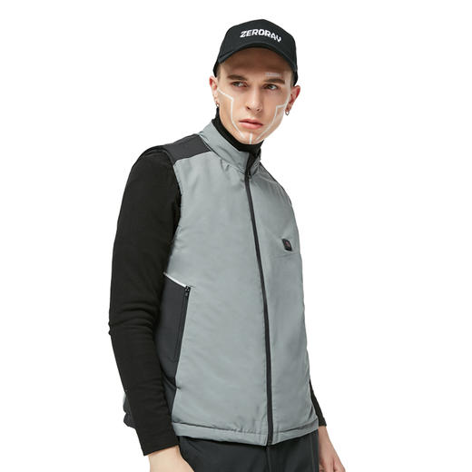 ZERORAY发热马甲电加热背心无袖立领黑灰色智能温控男女同款保暖 商品图10