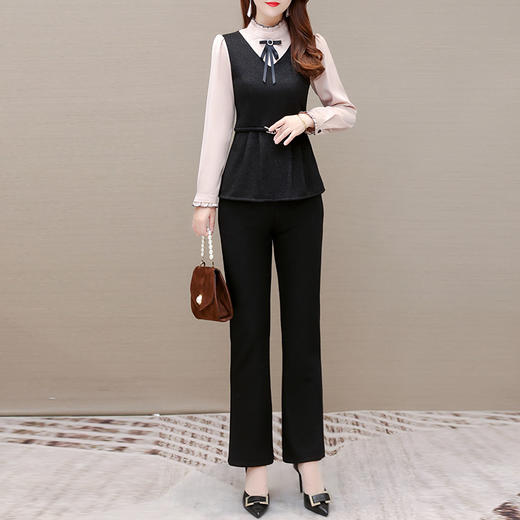 YWE AH22A1167时尚详套装气质优雅衫休闲长裤 商品图3