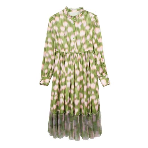 谜底2022春新款迷幻印花拼接蕾丝100%莱赛尔天丝连衣裙221ML0057 商品图4