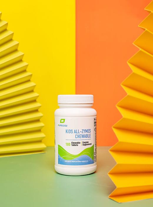 【开瓶后冷藏-儿童消化酶咀嚼片】Kids All-Zyme Chewable 180片 消化酶本身为深黄色 消化不好麸质乳制品不耐受 一岁以上儿童/大人适用  Purecise倍赛思 商品图7
