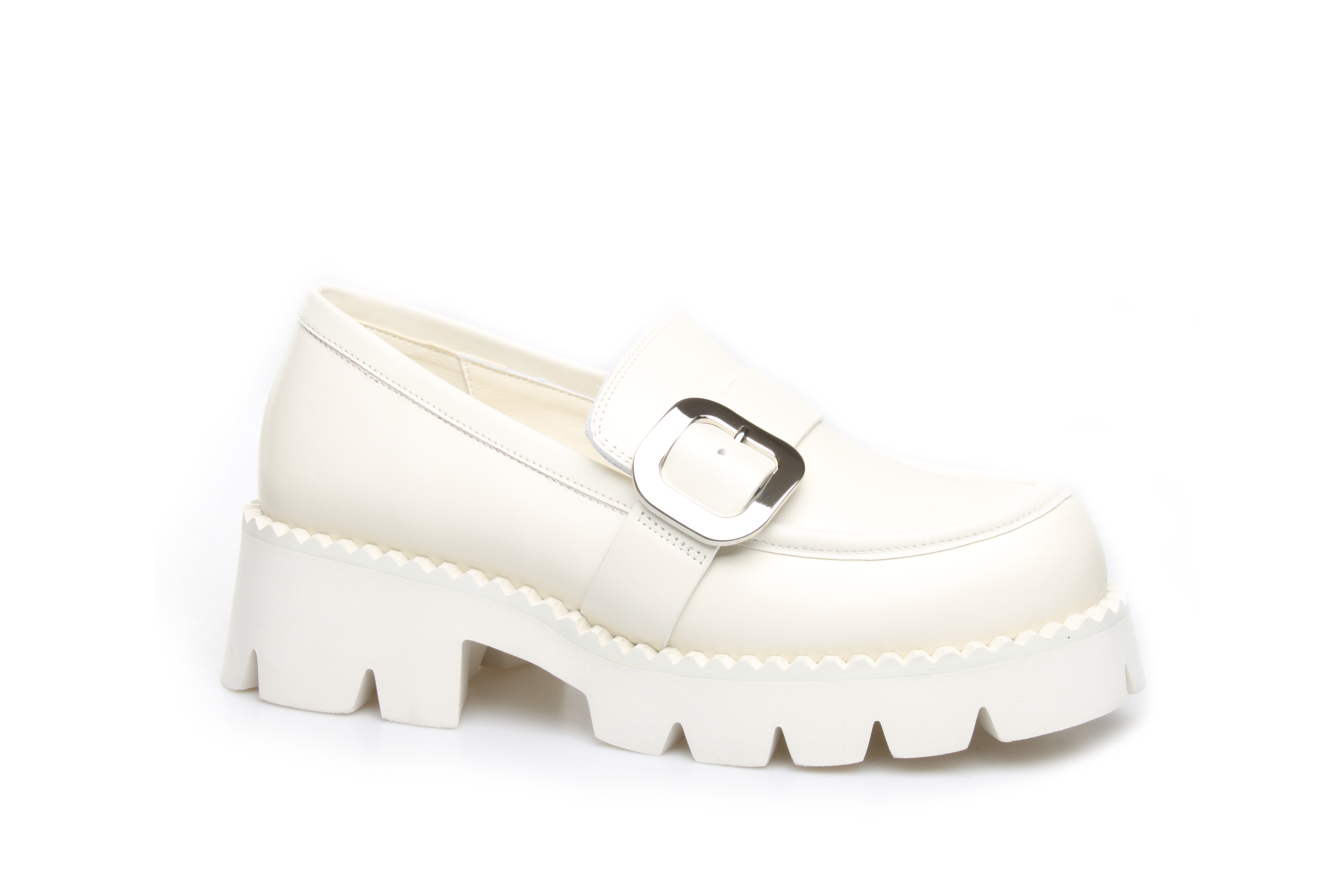 豪麟名鞋奥莱迪嘉女装牛皮革JK乐福鞋DJDWA21WP015白色  原价1960元