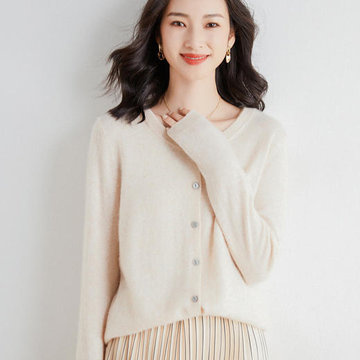 韩版打底圆领小开衫短款毛衣女外套长袖针织开衫上衣 商品图2