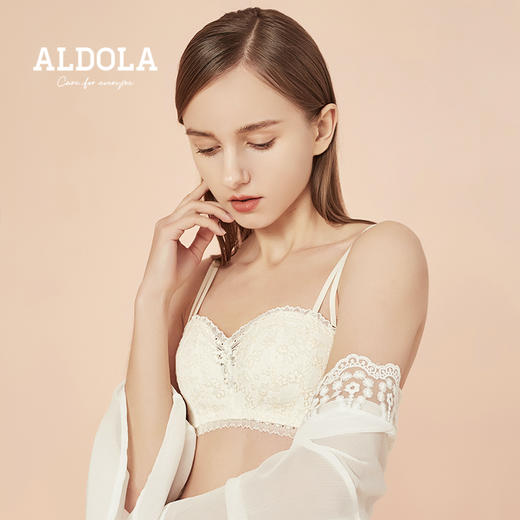 雅黛丽内衣女抹胸无肩带聚拢防滑裹胸罩性感蕾丝纯欲美背女士文胸 商品图4