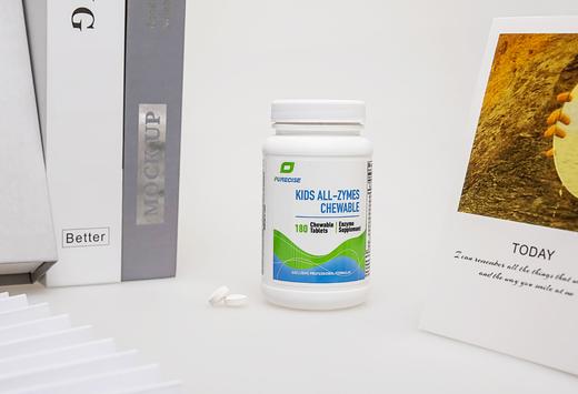【开瓶后冷藏-儿童消化酶咀嚼片】Kids All-Zyme Chewable 180片 消化酶本身为深黄色 消化不好麸质乳制品不耐受 一岁以上儿童/大人适用  Purecise倍赛思 商品图3