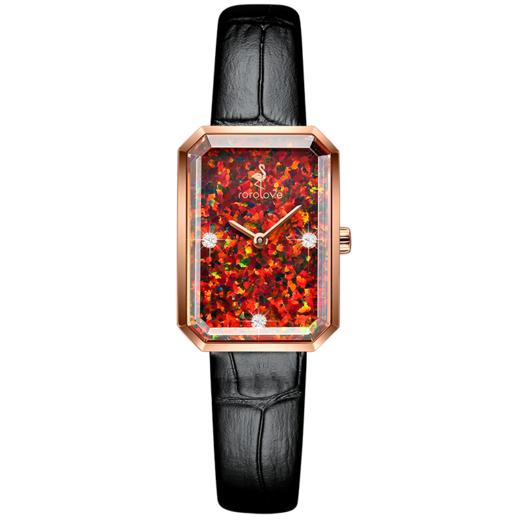 【ROROLOVE】邂逅Enchanted系列  天然钻石腕表 天然钻石手表女ins风学生小方盘真皮钢带表带小绿表礼物（3颗钻） 商品图1