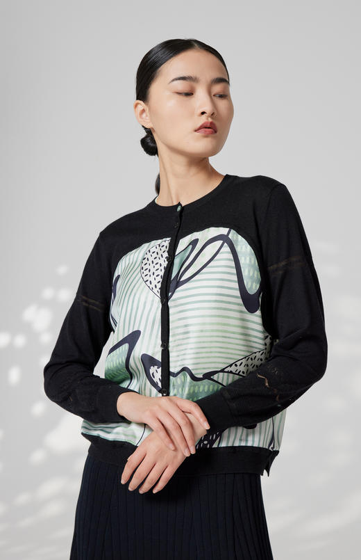 针梭相拼长袖开衫 SJS94W026K 商品图1