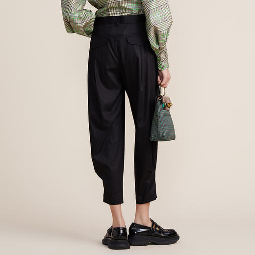 谜底2022春款简约高级脚口收褶哈伦裤宽松天丝休闲裤女221MK0007 商品图2