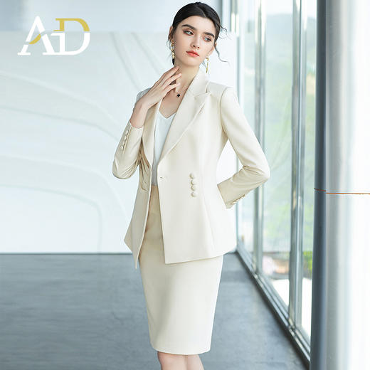 AD播音主持艺考服装女高端名媛小香风西装套装职业正装前台工作服 商品图2