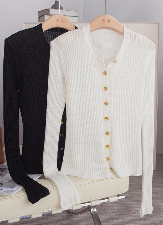 针织开衫针织毛衣外套女2022新款法式圆领 商品图4