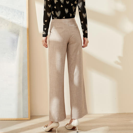 米思阳2026春季新款时尚简约气质宽松休闲裤纯色肌理阔腿裤女0879 商品图3