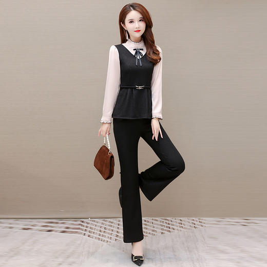YWE AH22A1167时尚详套装气质优雅衫休闲长裤 商品图2
