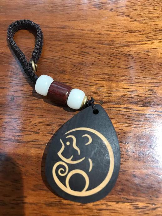 十二生肖钥匙扣°紫光檀镶黄杨 商品图0