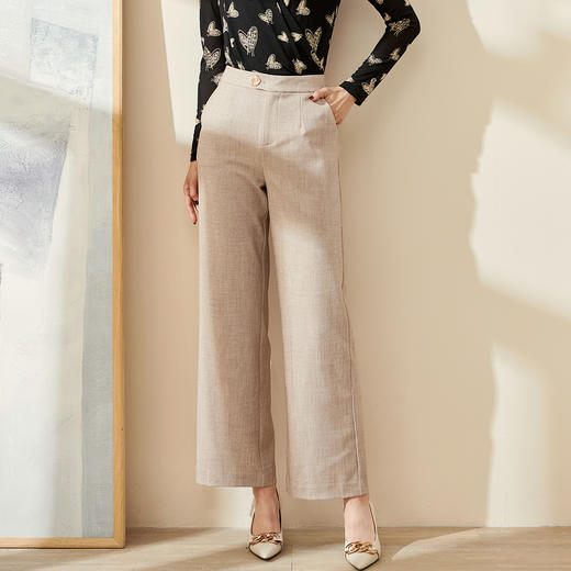 米思阳2026春季新款时尚简约气质宽松休闲裤纯色肌理阔腿裤女0879 商品图2