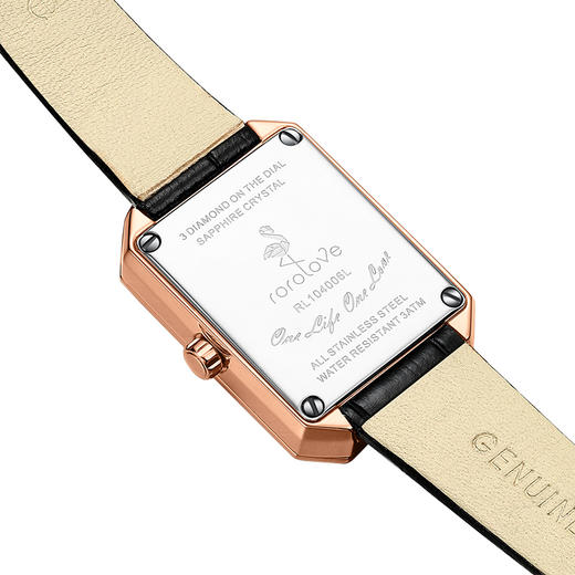 【ROROLOVE】邂逅Enchanted系列  天然钻石腕表 天然钻石手表女ins风学生小方盘真皮钢带表带小绿表礼物（3颗钻） 商品图5