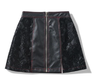 OSCI/OSC0493黑花卉蕾丝拼接短款皮裙 商品缩略图0