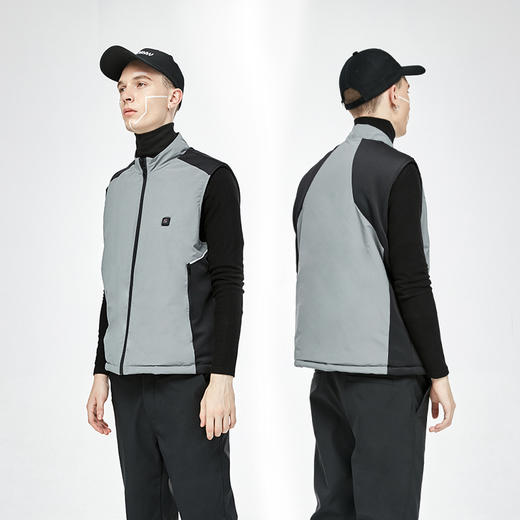 ZERORAY发热马甲电加热背心无袖立领黑灰色智能温控男女同款保暖 商品图6