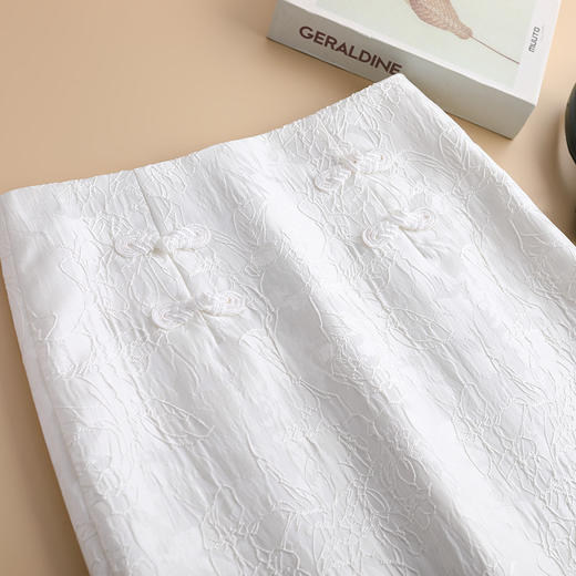 春款复古盘扣开衩时尚提花包臀裙拉链高腰A字裙  TY-2207 商品图3