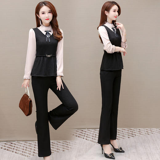 YWE AH22A1167时尚详套装气质优雅衫休闲长裤 商品图0