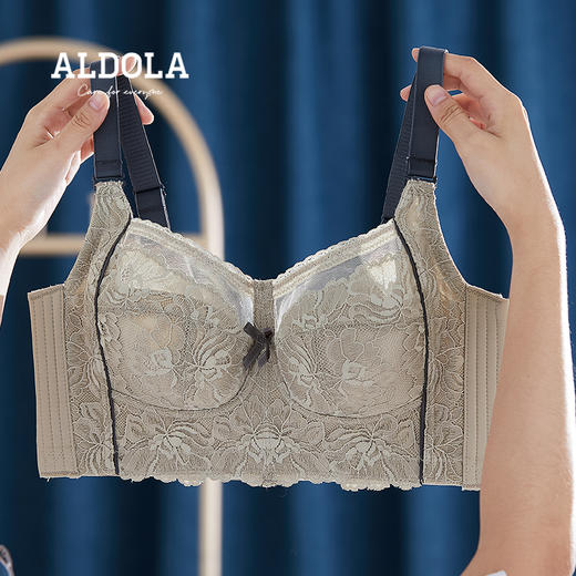 雅黛丽内衣大胸显小胸罩女无钢圈薄款性感收副乳防下垂撞色女文胸 商品图0