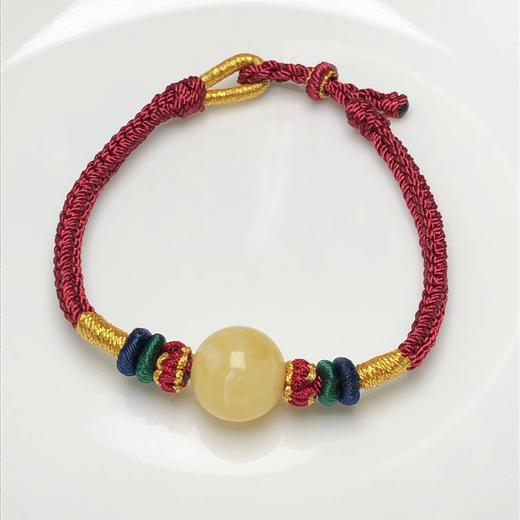 满蜜白花蜜蜡珠子 绳编八股辫手链（蜜蜡13毫米左右）饰品美物 商品图2