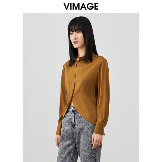 VIMAGE纬漫纪春季新款设计感显瘦收腰短款衬衫上衣女V1709309 商品图3