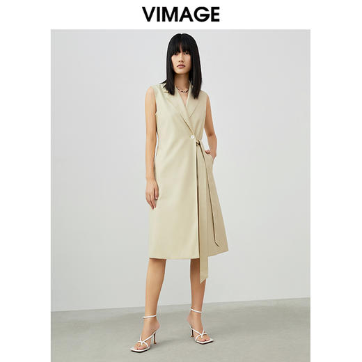 VIMAGE纬漫纪春夏季新款飞袖系带干练帅气修身A字西装连衣裙V1707353 商品图3