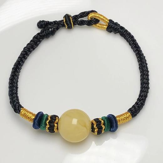 满蜜白花蜜蜡珠子 绳编八股辫手链（蜜蜡13毫米左右）饰品美物 商品图3