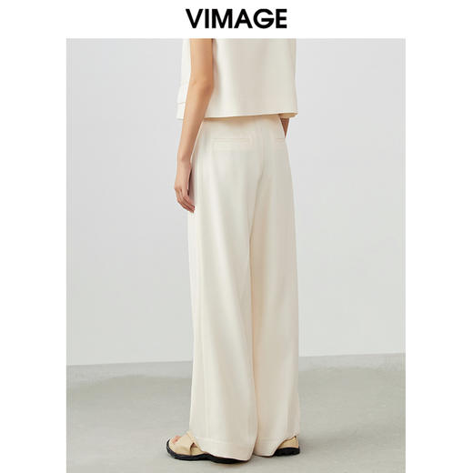 VIMAGE纬漫纪春季新款高腰阔腿裤通勤宽松显瘦百搭纯色长裤女V1705309 商品图4