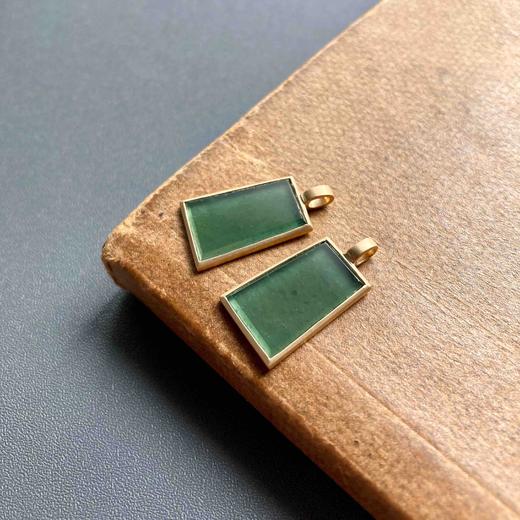 高冰种晴水绿翡翠平安无事牌18k黄金镶嵌 商品图5