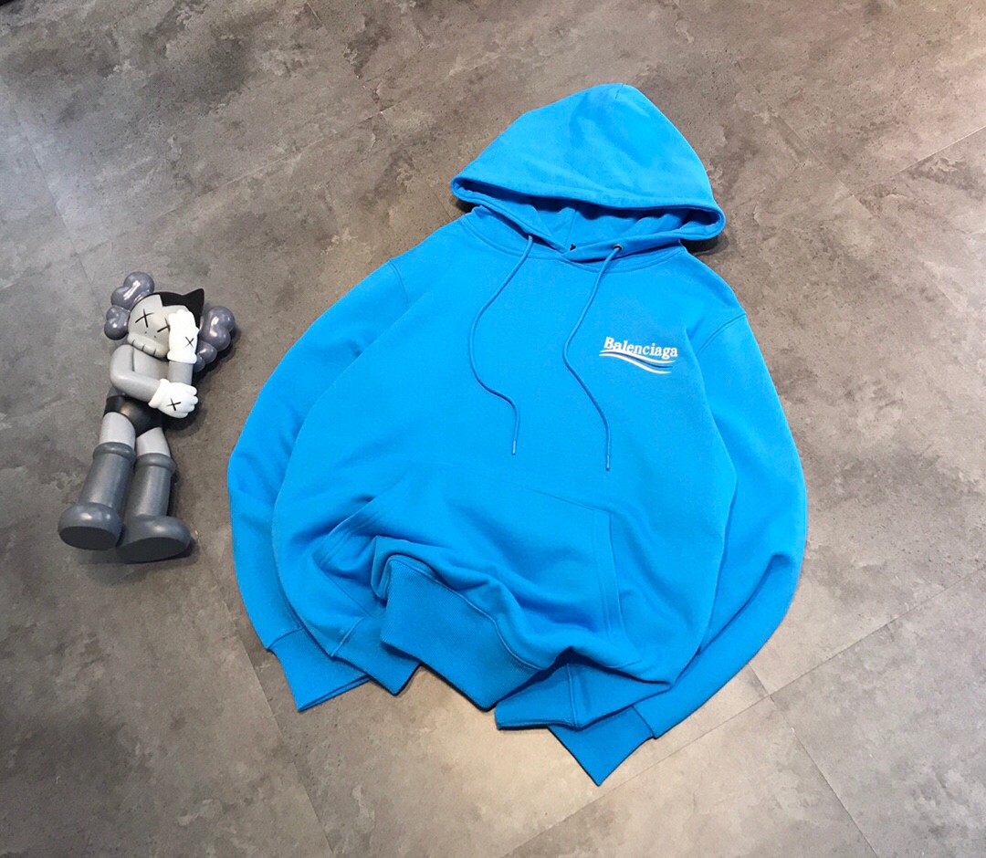 跨年售后 巴黎世家男女限定蓝可乐连帽卫衣 ks 212180