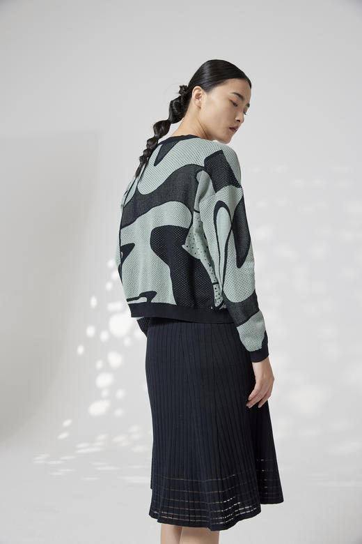 A字抽条针织半裙 SJS94W108K 商品图3