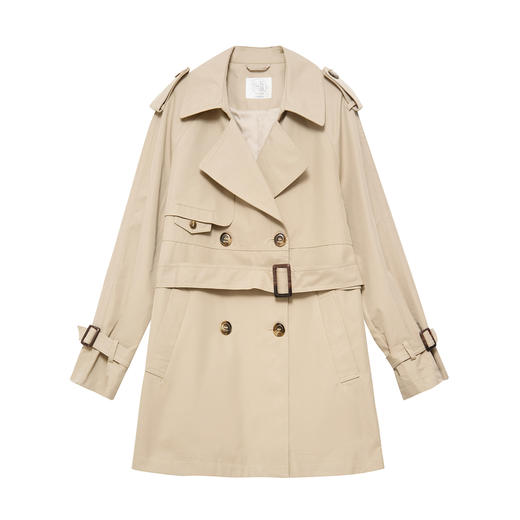 ZIHAN紫涵休闲双排扣风衣女2022春季新款纯色女外套腰带小个子简约上衣Z2Z01BS254 商品图5