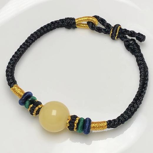 满蜜白花蜜蜡珠子 绳编八股辫手链（蜜蜡13毫米左右）饰品美物 商品图4
