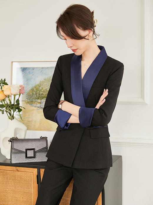 黑色职业西装套装春款气质女神范高端正装工作服高级感西服外套女 商品图2