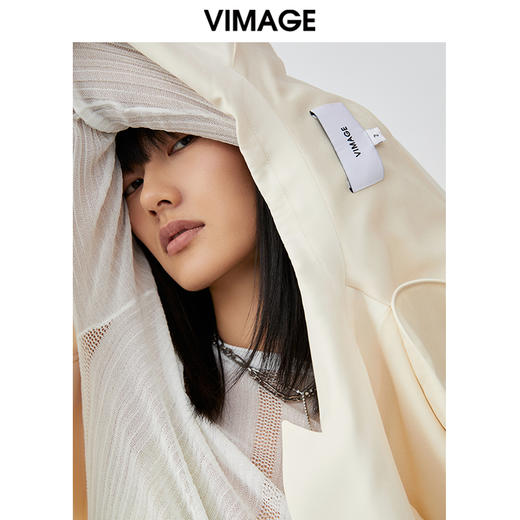 VIMAGE纬漫纪春夏季新款通勤纯色短袖宽松西装外套V1703310 商品图2