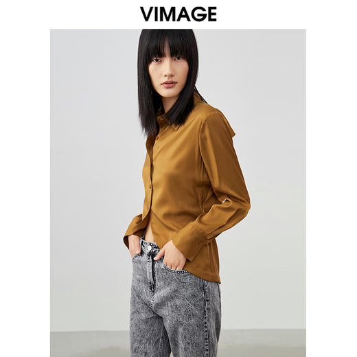 VIMAGE纬漫纪春季新款设计感显瘦收腰短款衬衫上衣女V1709309 商品图1