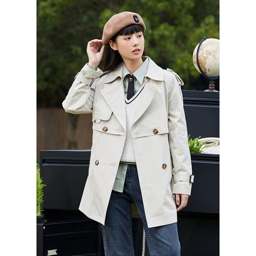 ZIHAN紫涵休闲双排扣风衣女2022春季新款纯色女外套腰带小个子简约上衣Z2Z01BS254 商品图2