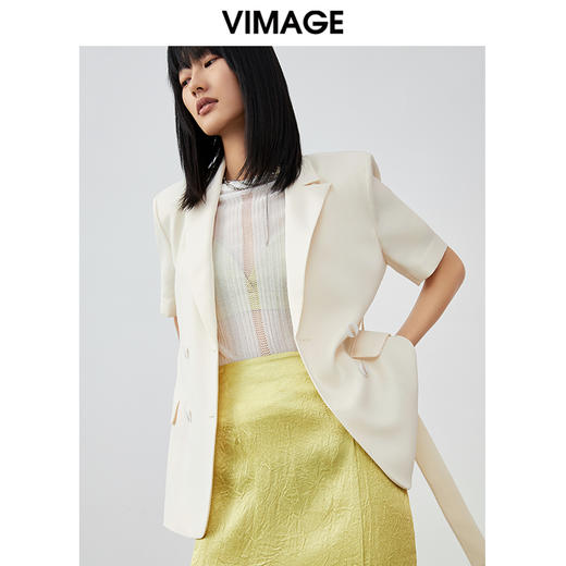 VIMAGE纬漫纪春夏季新款通勤纯色短袖宽松西装外套V1703310 商品图3