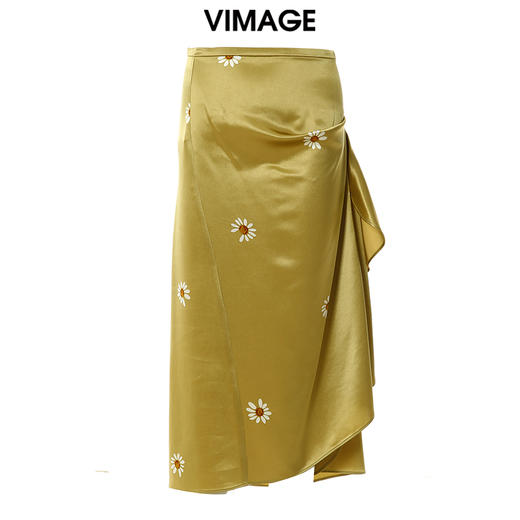 VIMAGE纬漫纪春季新款时尚印花包臀开叉中长款半身裙女裙V1706309 商品图5