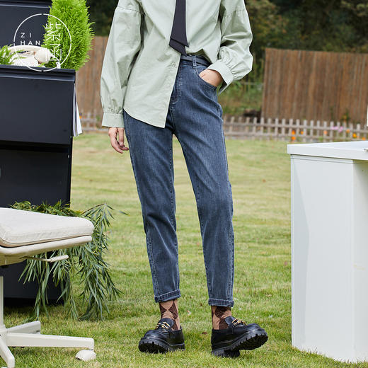 ZIHAN紫涵直筒高腰水洗牛仔裤女2022春新款小脚裤百搭显瘦长裤	Z2Z01BS286 商品图0