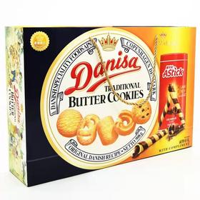 皇冠丹麦曲奇饼干礼盒150克赠爱时乐夹心棒印尼进口DANISA丹麦风味礼品