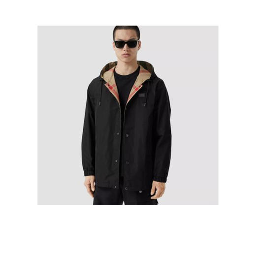 【一】BURBERRY 巴宝莉 男士双面两穿格纹连帽外套 黑色 8043403 A1189 商品图3