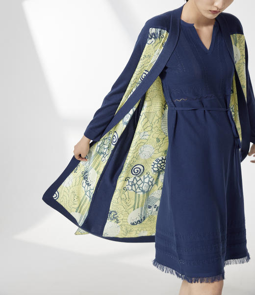 真丝羊绒针梭相拼长开衫 SJS94W031K 商品图3