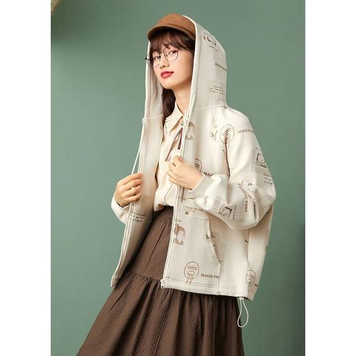 ZIHAN紫涵满印连帽卫衣外套2022春季新款原创手绘宽松运动上衣Z2Z01AS171 商品图3